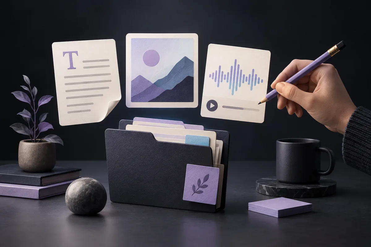 Text, image and audio content tools arranged for human review.