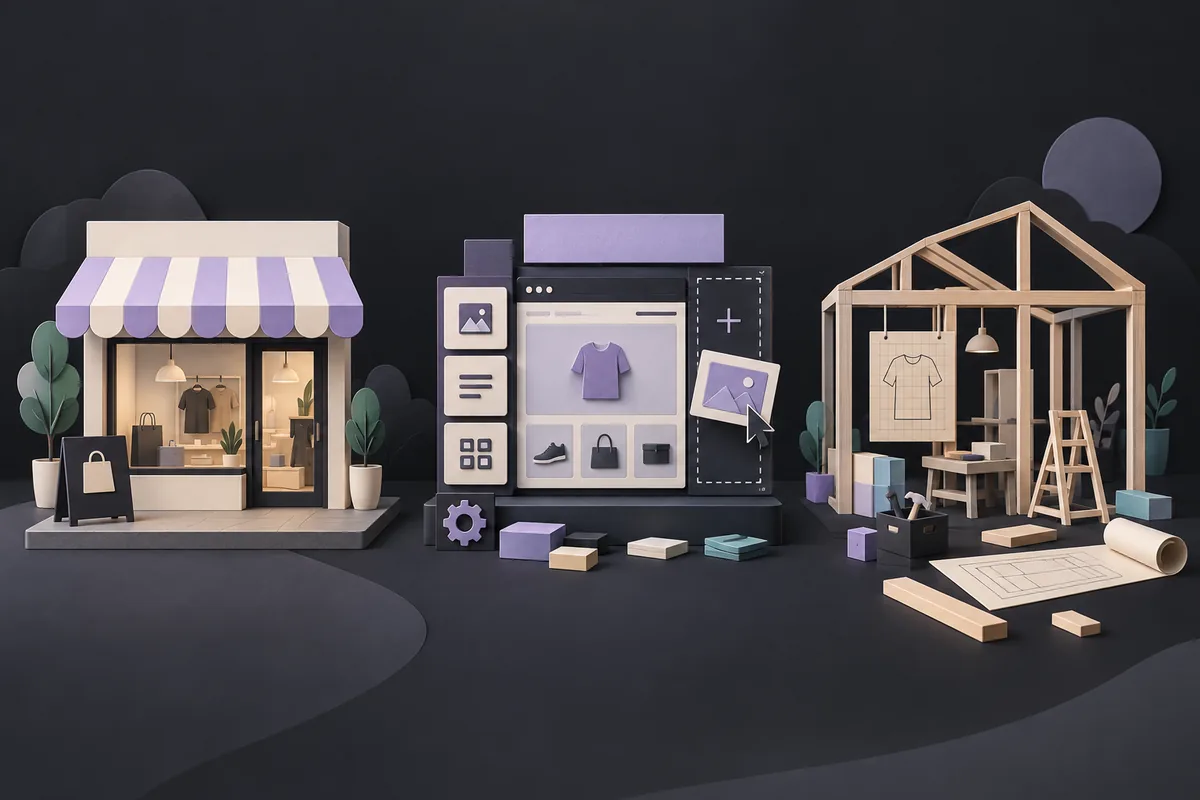 Three model storefronts representing managed, flexible and custom ecommerce foundations.